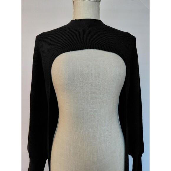 Fashion To Figure FTF Long Black Tight Knit Sweater Shrug Size 0 Oversized - Picture 2 of 9